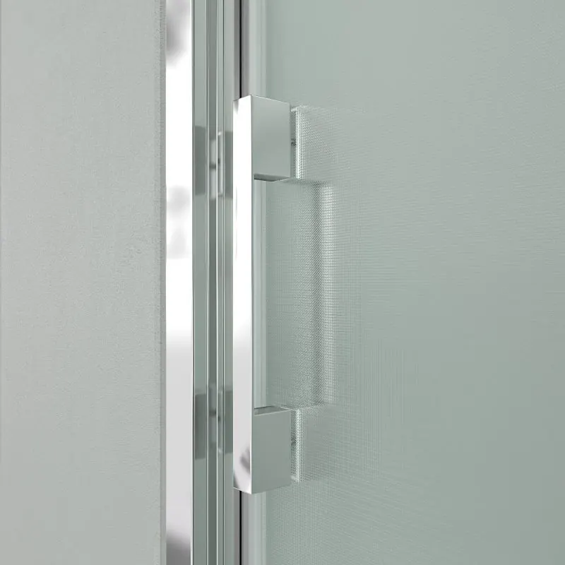 Parete doccia frontale GLISS 1 fissa -1 porta scorrevole in vetro OPACO. Finitura CROMO LUMINOSO - immagine 2