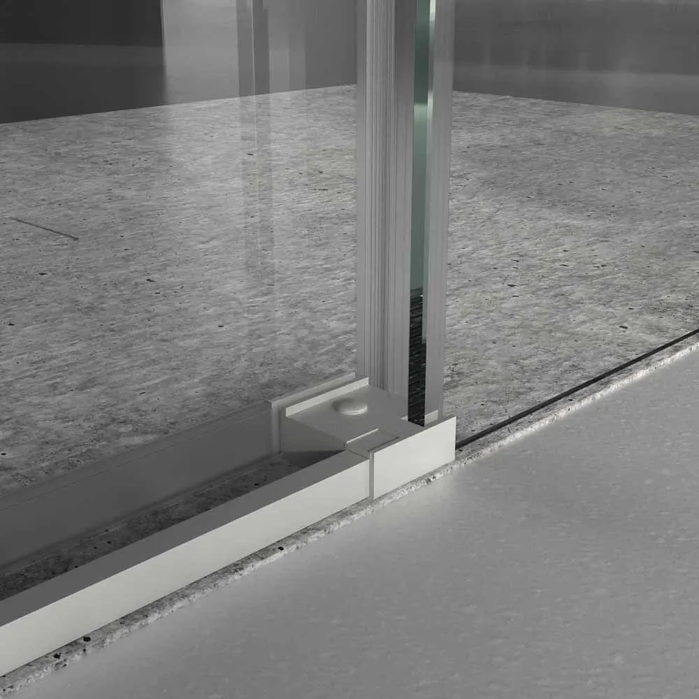 Parete doccia frontale fissa LINEA1 - 1 anta scorrevole. Nessun profilo inferiore. Finitura GRIGIO CHIARO - immagine 3