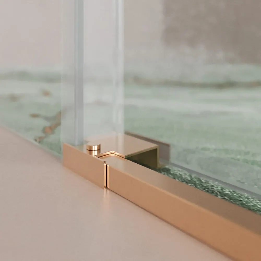 AXER parete doccia rettangolare 2 fissa – 2 ante scorrevoli in vetro 6 mm. ACCIAIO INOX finitura RAME - immagine 6