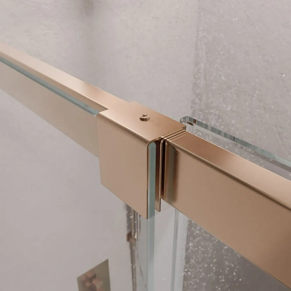 AXER parete doccia rettangolare 2 fissa – 2 ante scorrevoli in vetro 6 mm. ACCIAIO INOX finitura RAME - immagine 5