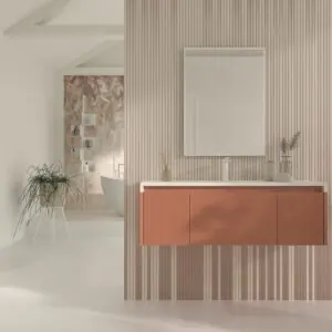 Mobile da bagno BINARIO sospeso 3 cassetti con finitura ROSSO BEIGE