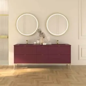 Mobile bagno VICENT con gambe 6 cassetti Piano in Solid Surface 2 lavelli