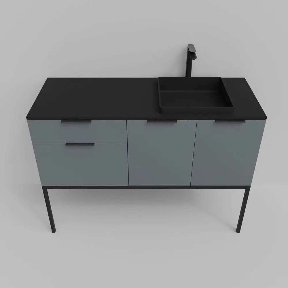 Mobile bagno ELLA con gambe 2 cassetti - 2 ante finitura PERLA - immagine 6