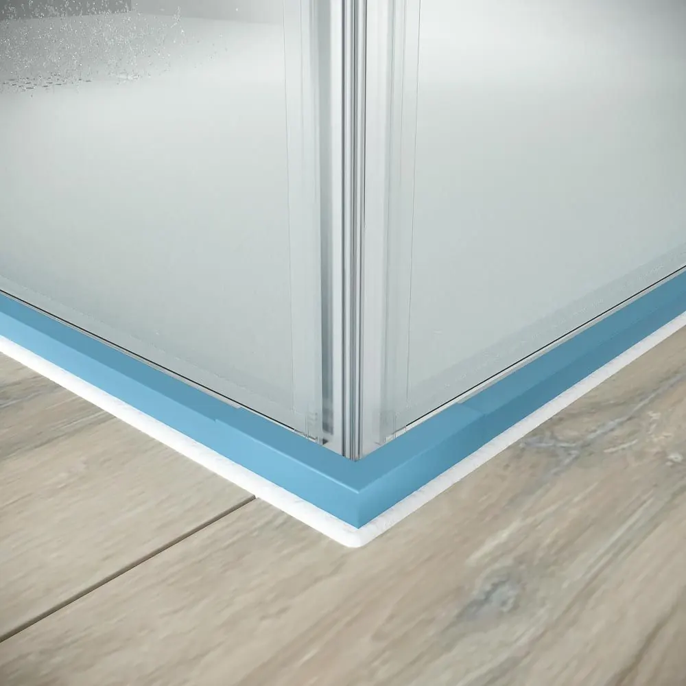 Parete doccia rettangolare PETRA 2 fissa – 2 ante scorrevoli in vetro 6 mm. ACCIAIO INOX finitura AZZURRO OPACO - immagine 7