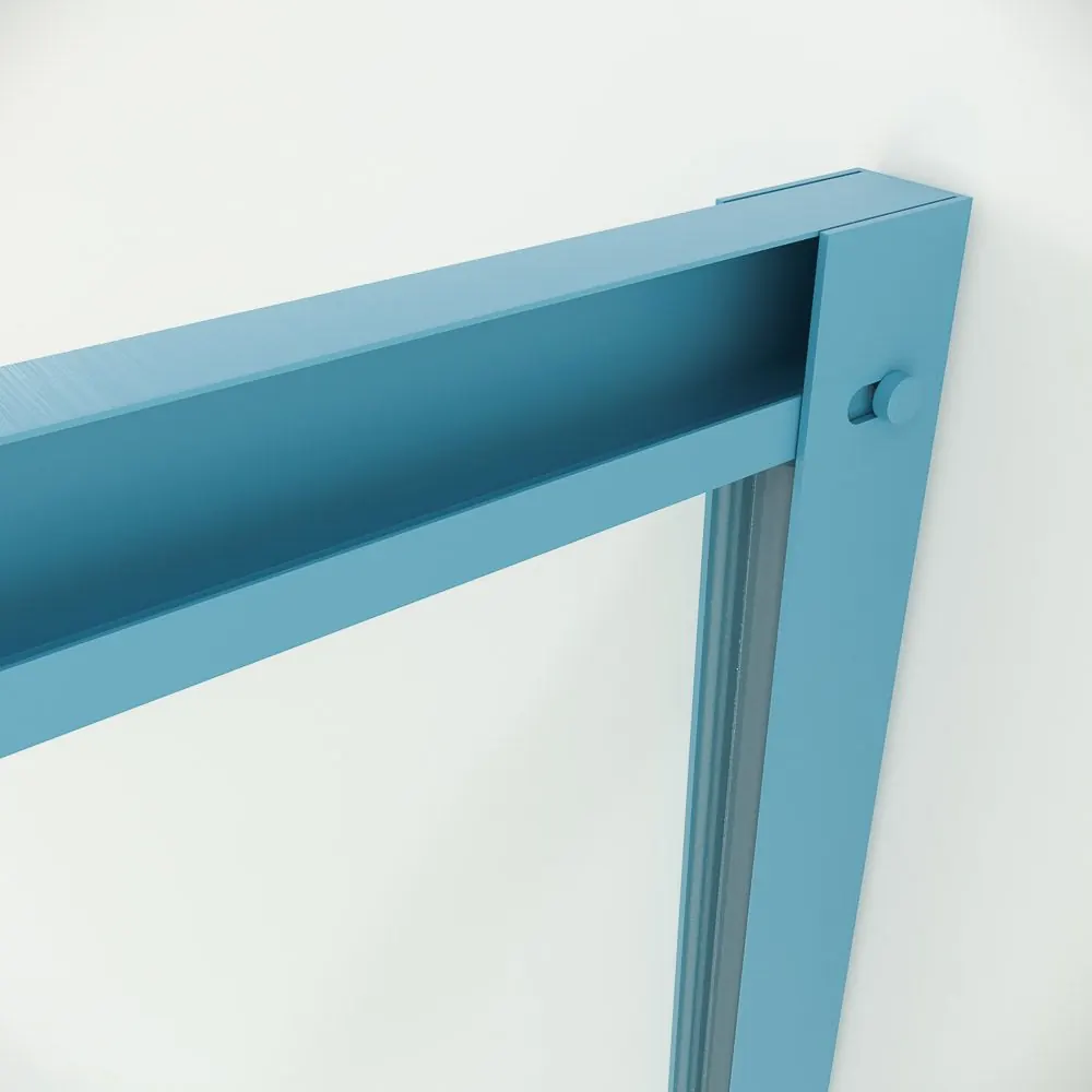 Parete doccia rettangolare PETRA 2 fissa – 2 ante scorrevoli in vetro 6 mm. ACCIAIO INOX finitura AZZURRO OPACO - immagine 6