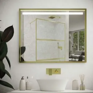 Specchio da bagno con cornice in alluminio EVO, varie finiture, luce led frontale - 80 cm x 100 cm