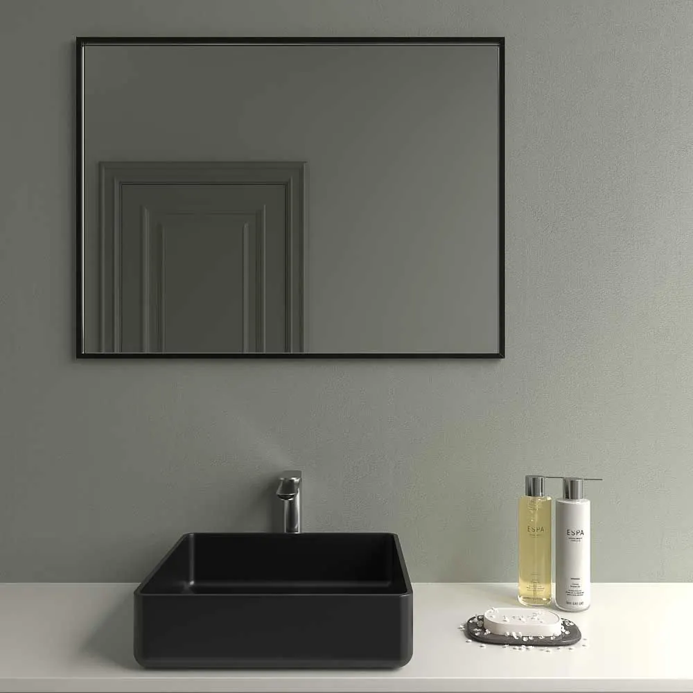 Specchio rettangolare LICEO senza luce con cornice in alluminio NERO