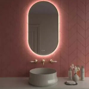 Specchio ellittico con luce MELANGE con bordo perimetrale ORO