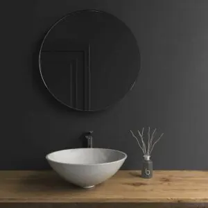 Specchio tondo NUB senza luce con cornice in alluminio NERO