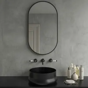 Specchio ovale NINO senza bordo verniciato nero chiaro