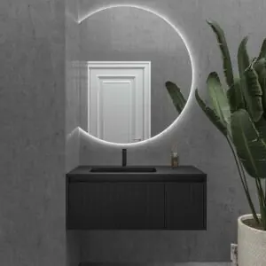 Specchio custom ZEN con luce led perimetrale posteriore. Altoparlanti. Anti nebbia. Specchio ingranditore. Orologio