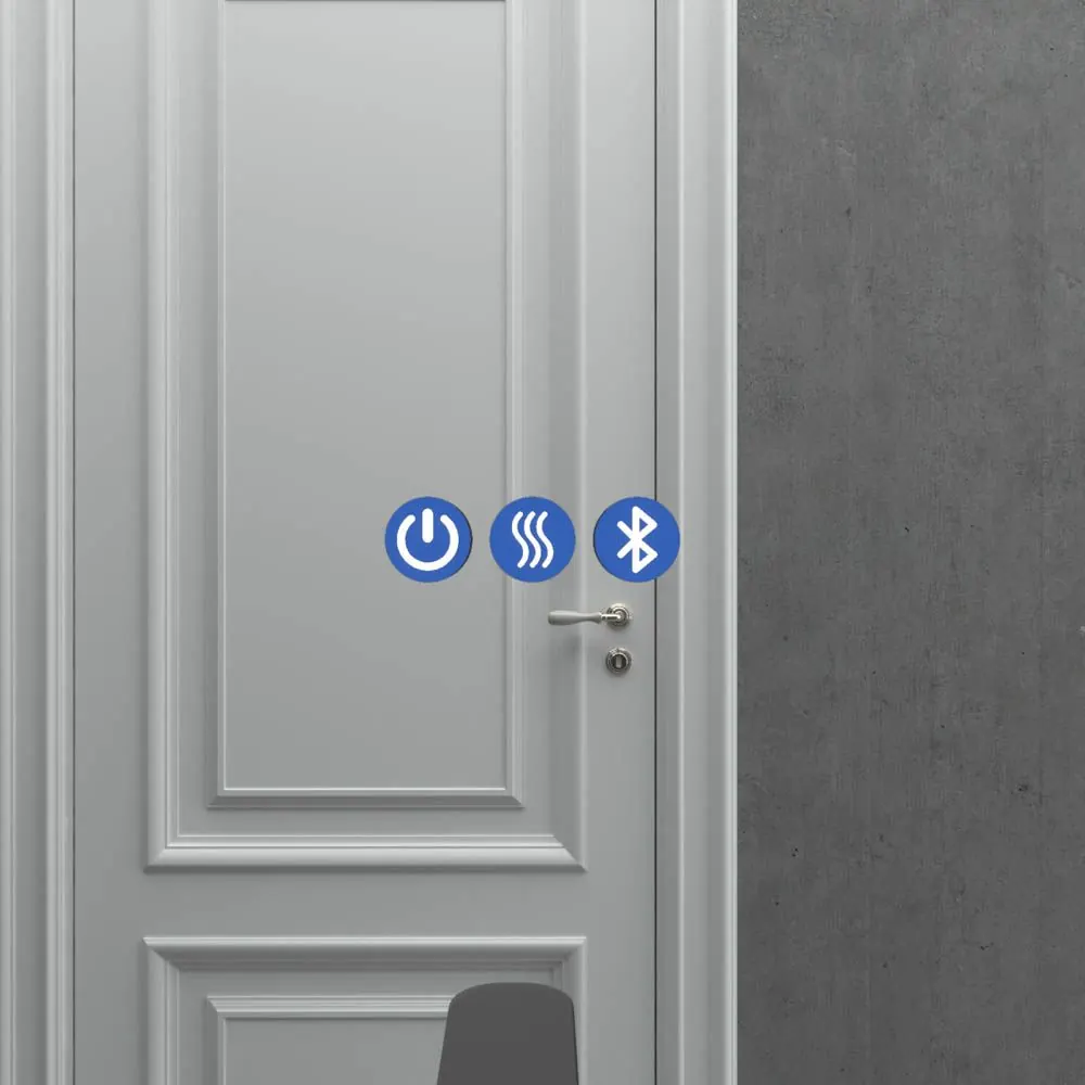 Specchio personalizzato TORONTO con luce led perimetrale posteriore superiore ed inferiore. Altoparlanti. Anti nebbia. Specchio ingranditore. Orologio - immagine 3