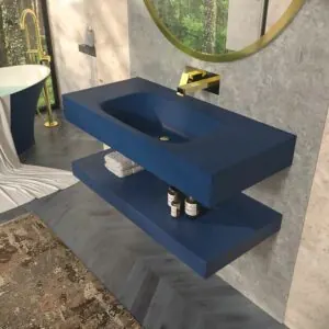 LIDO lavabo sospeso da centro SOLID SURFACE Blu Cobalto