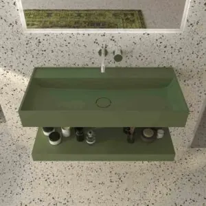 Lavabo sospeso TOTEM una vasca centrale SOLID SURFACE Reseda Verde