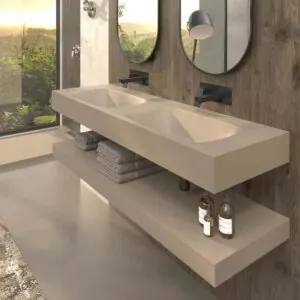 Lavabo sospeso LIDO due vasche SOLID SURFACE Crema
