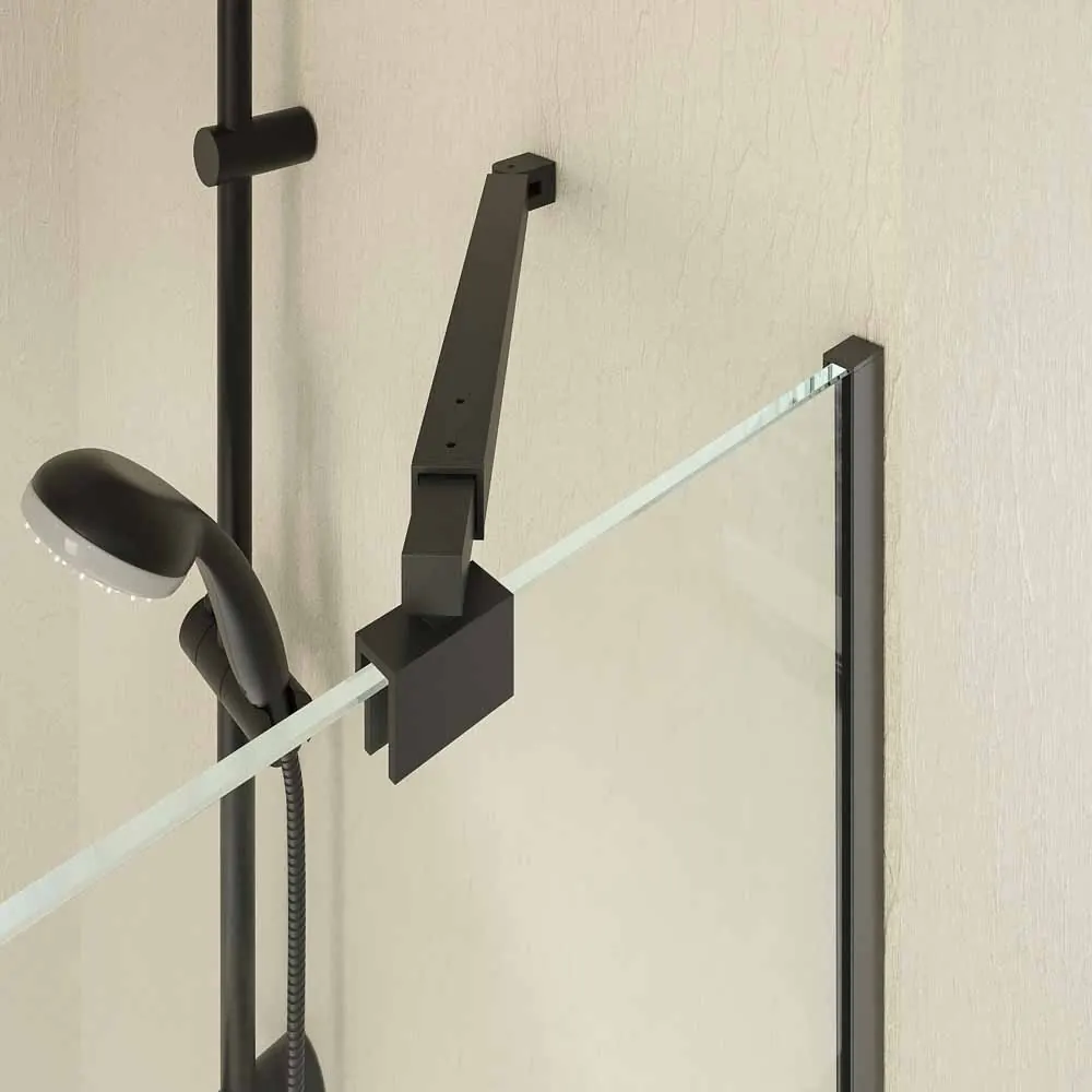 Paravasca OPEN 1 fisso – 1 pannello ribaltabile 125 cm NERO OPACO - immagine 3