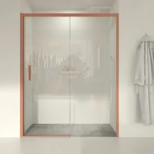 LINEA1 parete doccia fissa frontale -1 anta scorrevole. Nessun profilo inferiore. Finitura ROSSO BEIGE