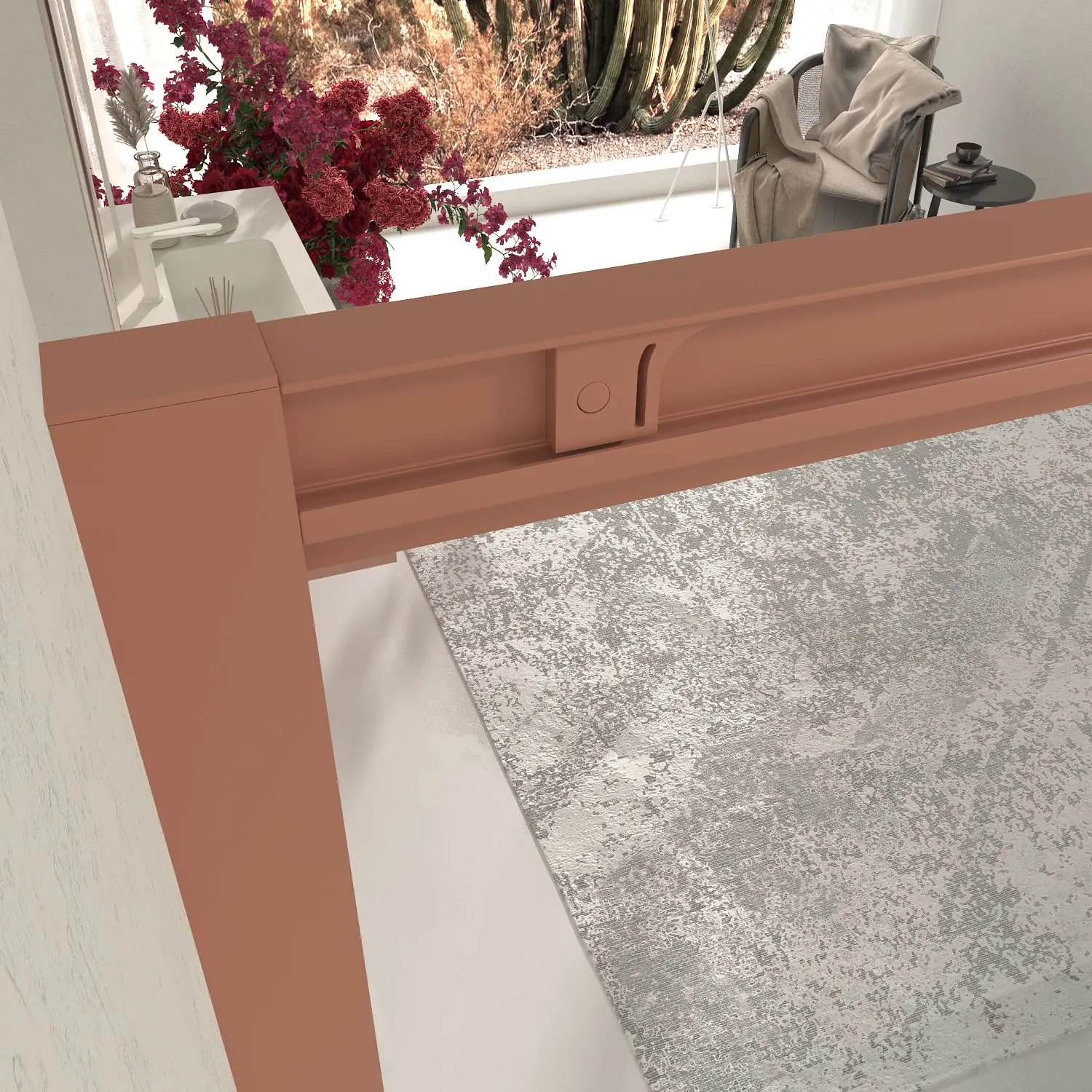 LINEA1 parete doccia fissa frontale -1 anta scorrevole. Nessun profilo inferiore. Finitura ROSSO BEIGE - immagine 4