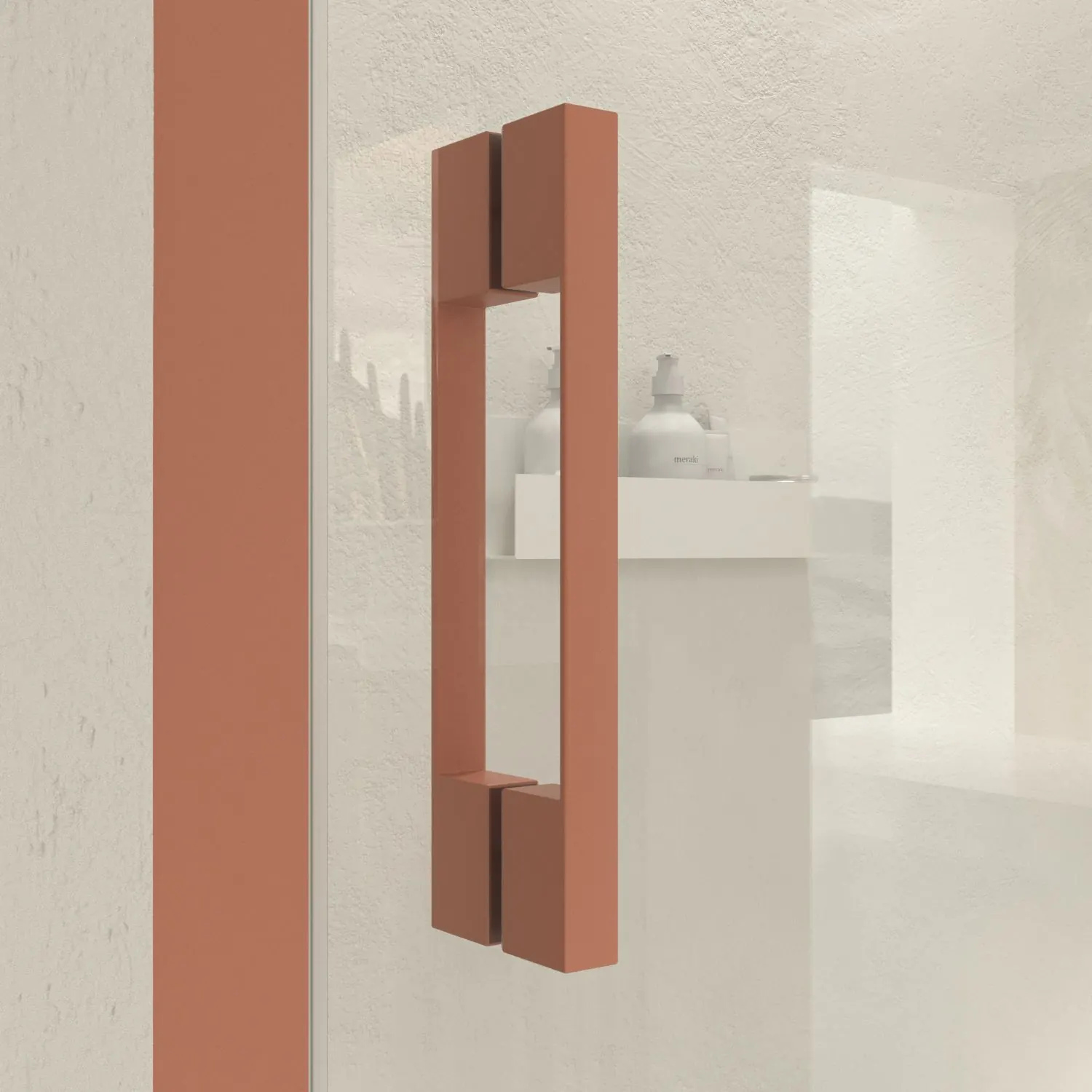 LINEA1 parete doccia fissa frontale -1 anta scorrevole. Nessun profilo inferiore. Finitura ROSSO BEIGE - immagine 3