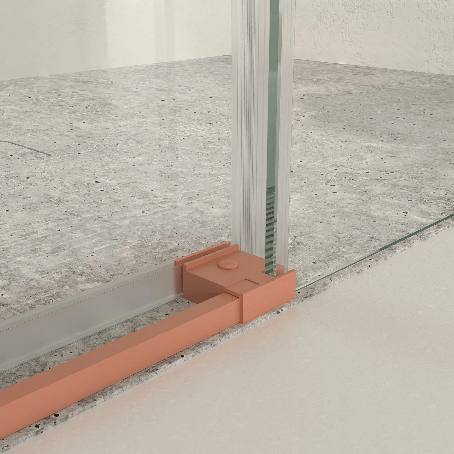 LINEA1 parete doccia fissa frontale -1 anta scorrevole. Nessun profilo inferiore. Finitura ROSSO BEIGE - immagine 2