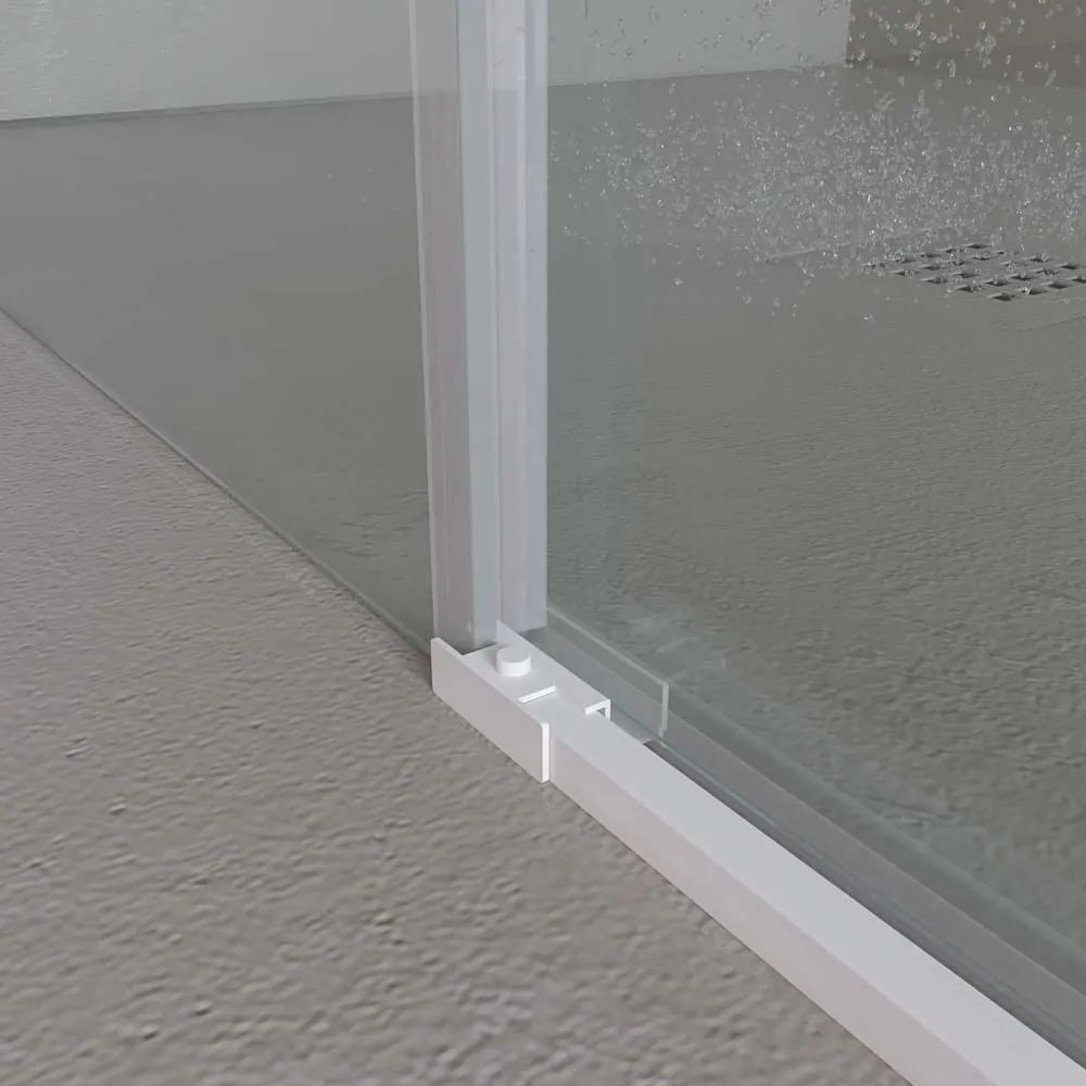 Parete doccia rettangolare PETRA 2 fissa – 2 ante scorrevoli in vetro 6 mm. ACCIAIO INOX finitura BIANCO OPACO - immagine 5