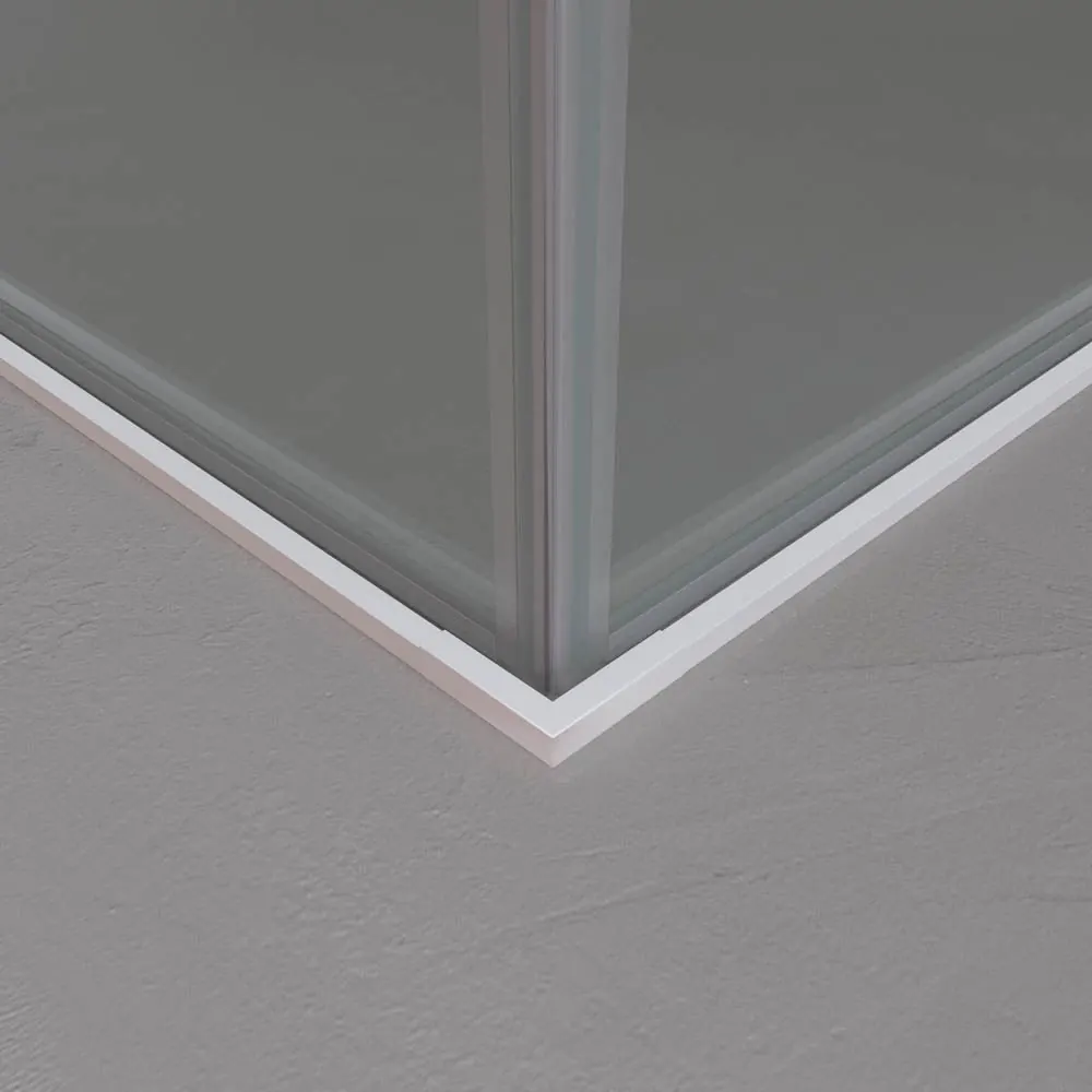 Parete doccia rettangolare PETRA 2 fissa – 2 ante scorrevoli in vetro 6 mm. ACCIAIO INOX finitura BIANCO OPACO - immagine 4