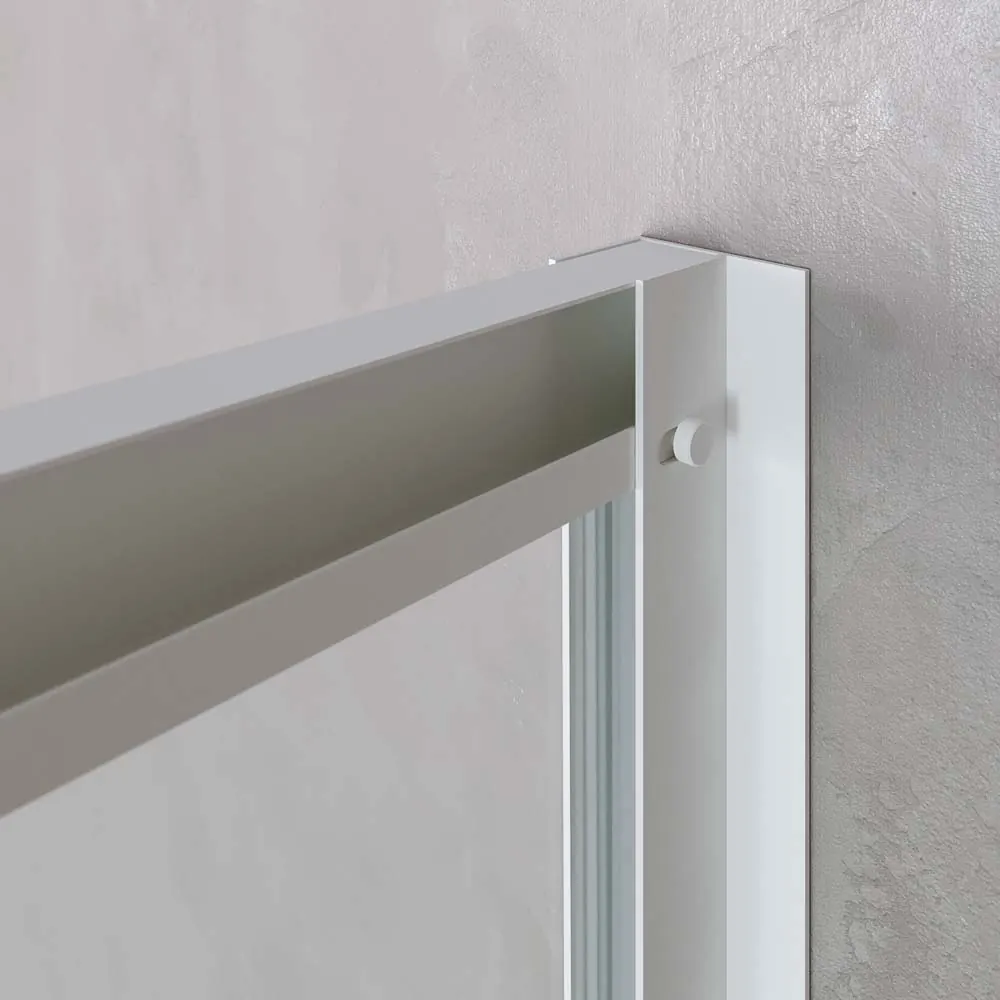 Parete doccia rettangolare PETRA 2 fissa – 2 ante scorrevoli in vetro 6 mm. ACCIAIO INOX finitura BIANCO OPACO - immagine 3