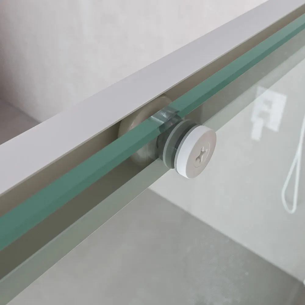 Parete doccia rettangolare PETRA 2 fissa – 2 ante scorrevoli in vetro 6 mm. ACCIAIO INOX finitura BIANCO OPACO - immagine 2