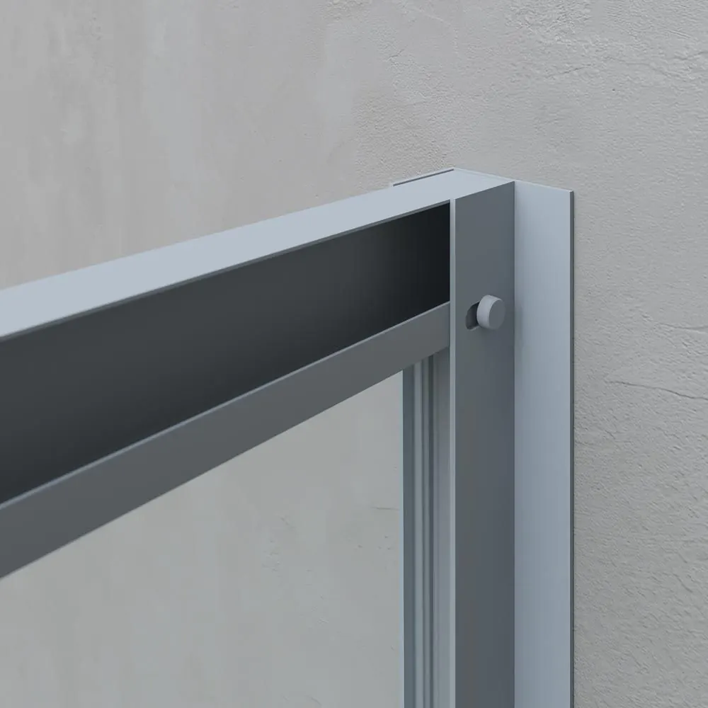 Parete doccia rettangolare PETRA 2 fisse – 2 ante scorrevoli in vetro 6 mm. ACCIAIO INOX finitura GRIGIO CEMENTO - immagine 4