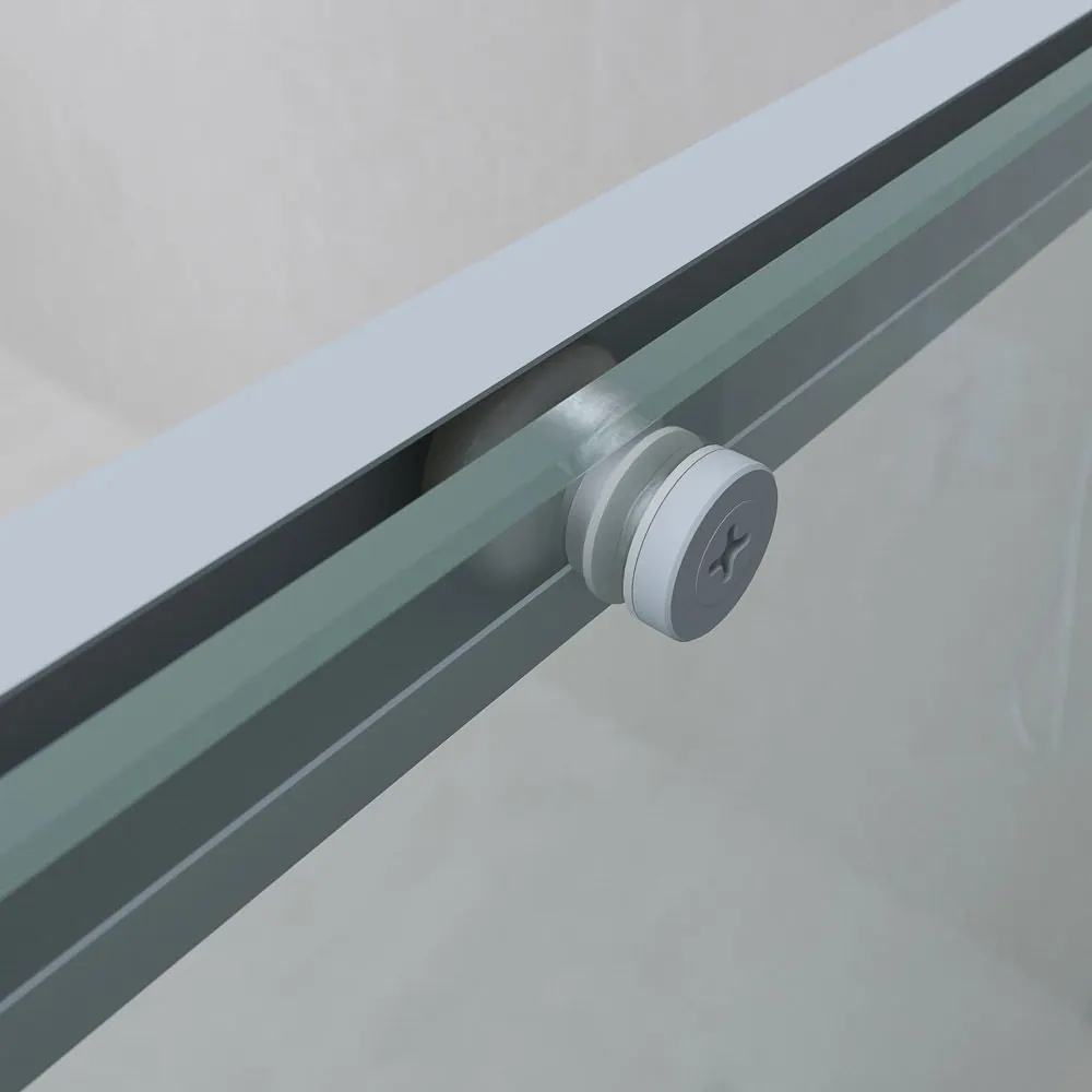 Parete doccia rettangolare PETRA 2 fisse – 2 ante scorrevoli in vetro 6 mm. ACCIAIO INOX finitura GRIGIO CEMENTO - immagine 3