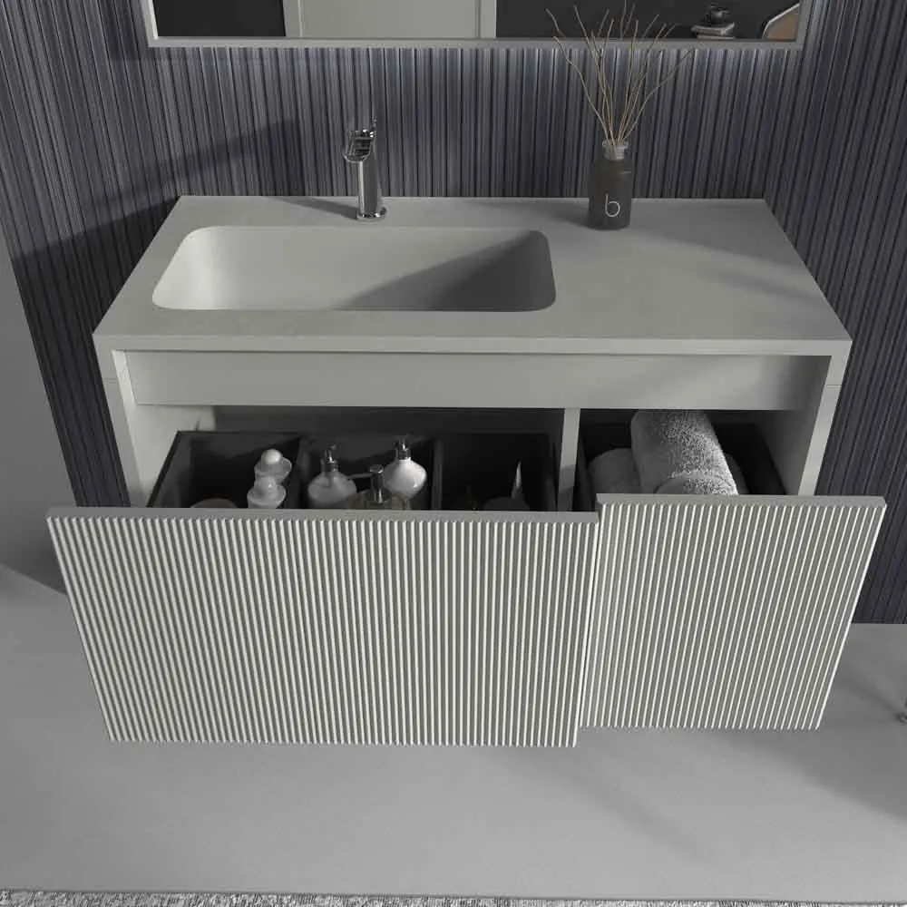 Mobile bagno sospeso BINARIO con 2 cassetti, finitura PERLADO - immagine 2