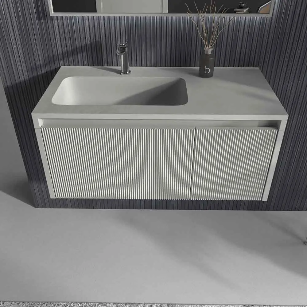 Mobile bagno sospeso BINARIO con 2 cassetti, finitura PERLADO - immagine 7