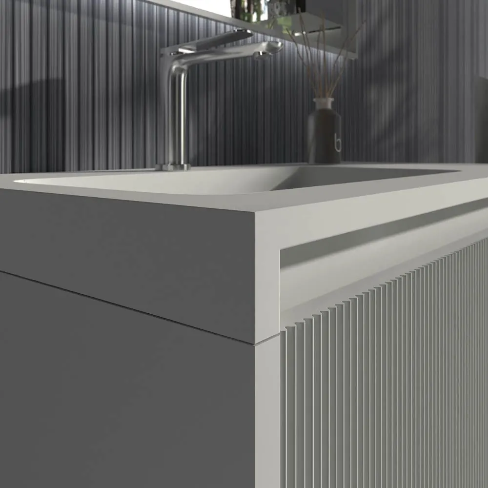 Mobile bagno sospeso BINARIO con 2 cassetti, finitura PERLADO - immagine 3