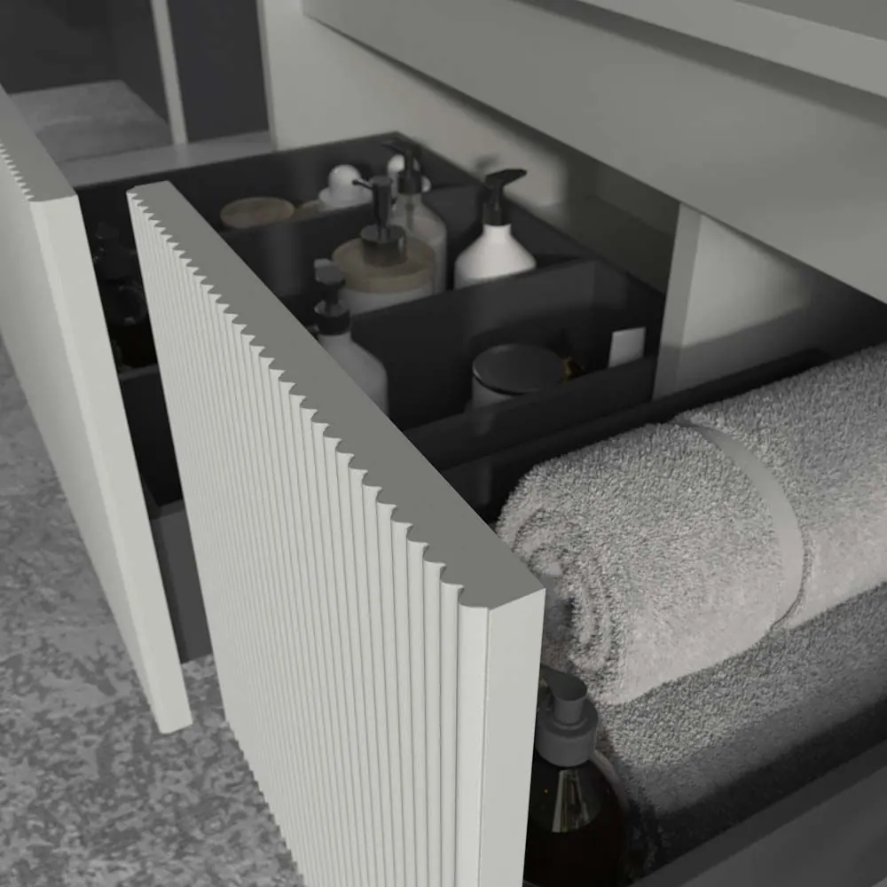 Mobile bagno sospeso BINARIO con 2 cassetti, finitura PERLADO - immagine 4