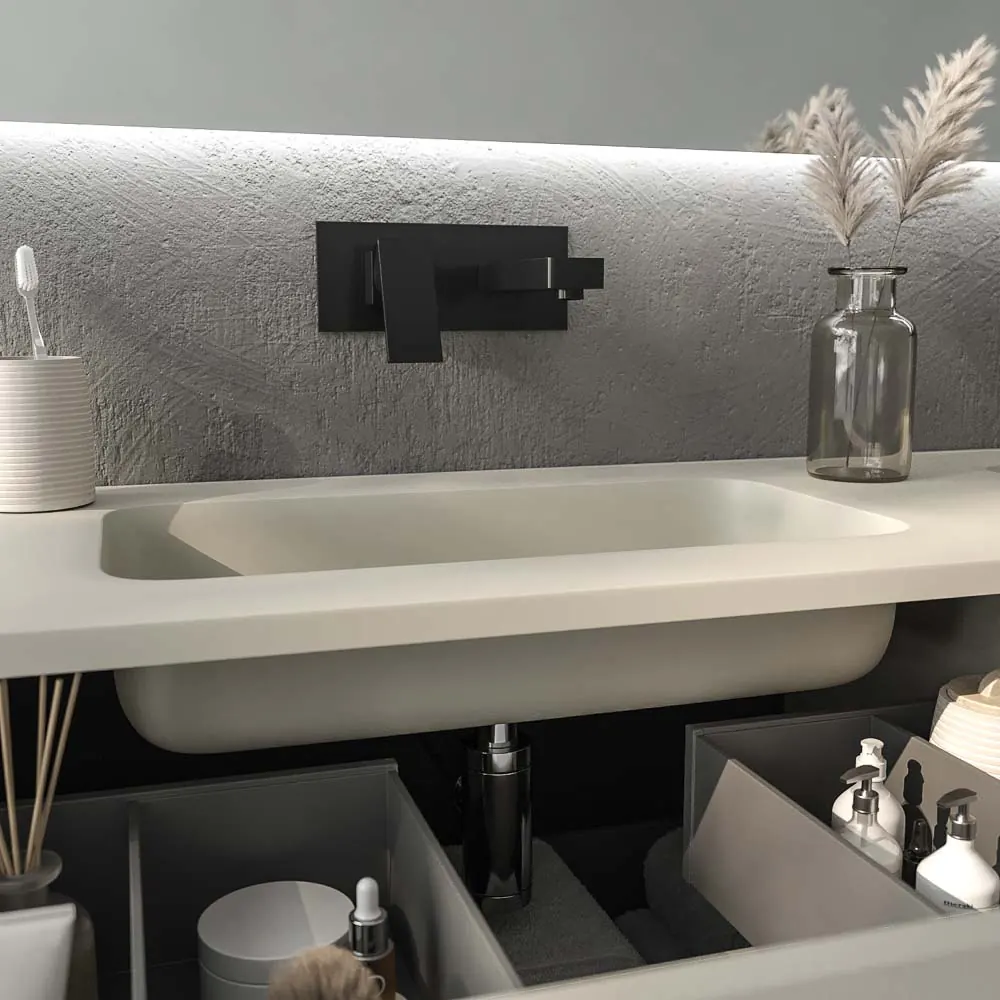 Mobile bagno DUNE con gambe a 4 cassetti e top SOLID SURFACE a 2 vasche - immagine 9