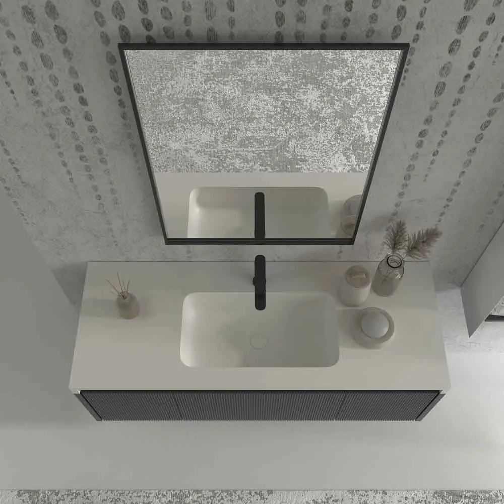 Mobile bagno sospeso BINARIO con 3 cassetti, finitura GRAFITE - immagine 6