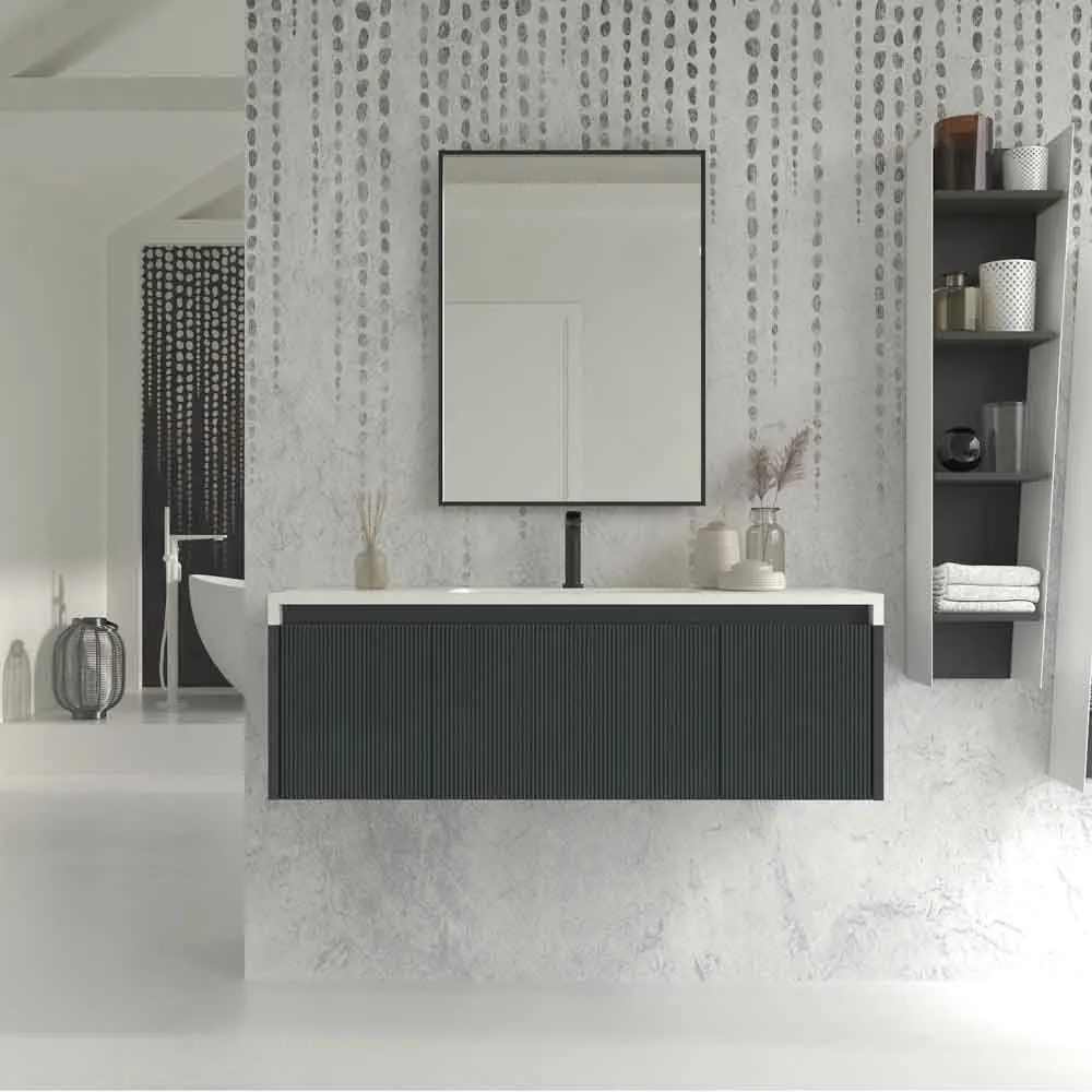 Mobile bagno sospeso BINARIO con 3 cassetti, finitura GRAFITE