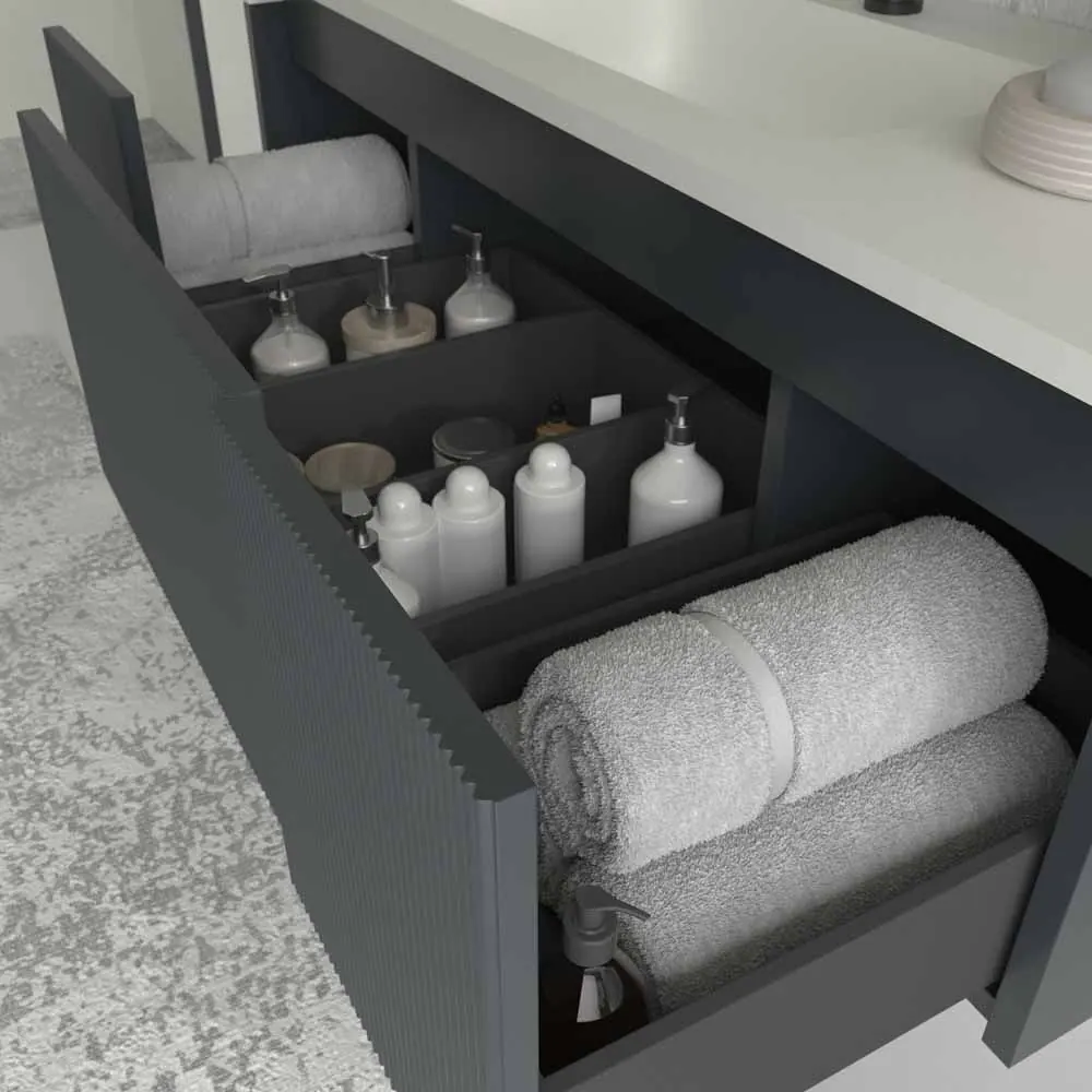 Mobile bagno sospeso BINARIO con 3 cassetti, finitura GRAFITE - immagine 2