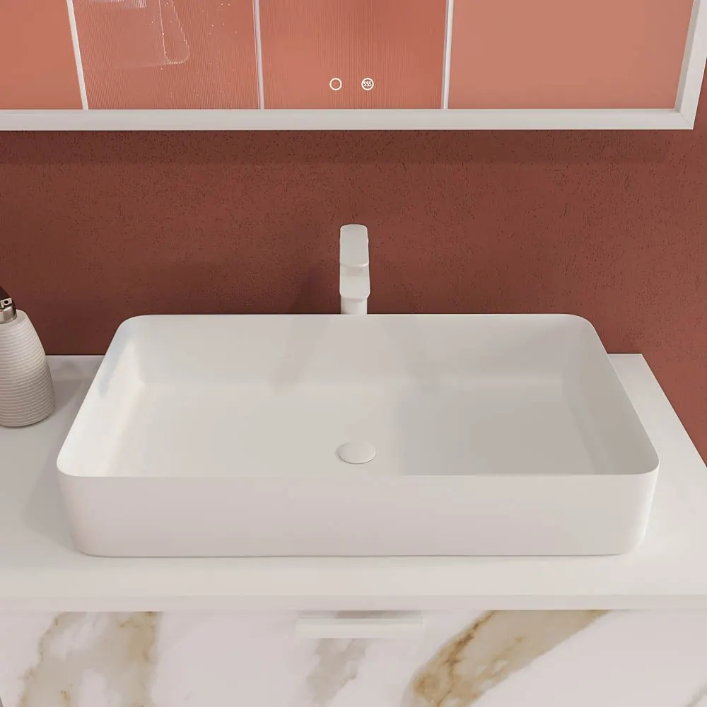 Mobile bagno GRATE con gambe, 2 cassetti, finitura marmo CALACATTA GOLD, top e lavabo Fogo SOLID SURFACE - immagine 7