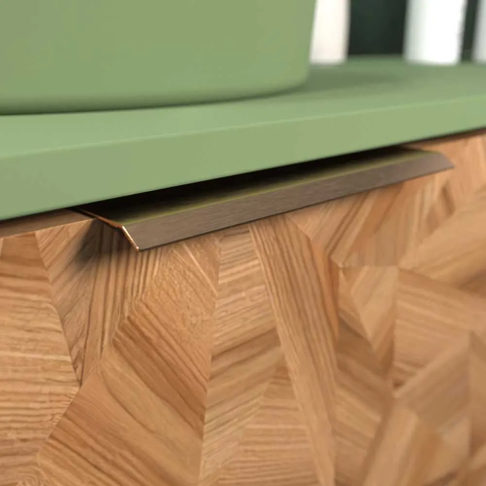 Mobile bagno con gambe OPERA 2 ante con piano SOLID SURFACE 1 vasca RAIZ OLMO - immagine 6