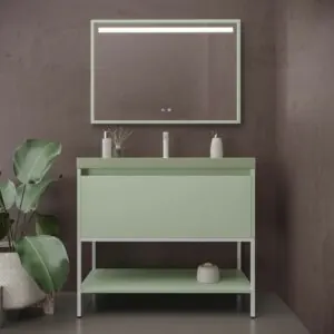 Mobile bagno ELEN con gambe 1 cassetto – 1 ripiano inferiore BIANCO VERDE/BIANCO
