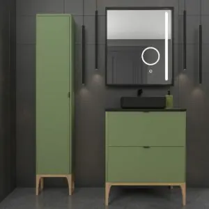 Mobile bagno VICENT con gambe 2 cassetti Piano in Solid Surface con lavabo SATET