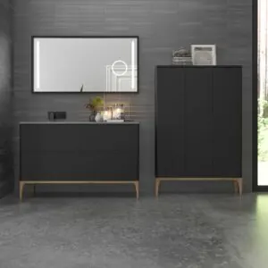 Mobile bagno VICENT con gambe 4 cassetti piano in Solid Surface 1 vasca