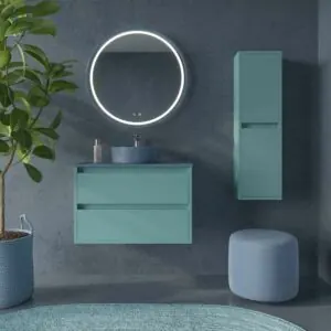 Mobile bagno sospeso 2 cassetti CLAIRE con lavabo in Solid Surface TURCHESE PASTELLO