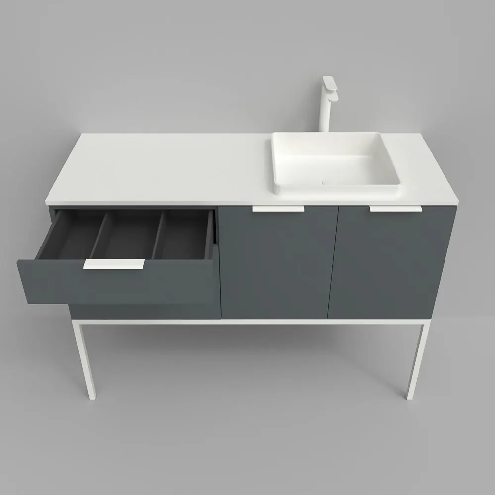 Mobile bagno ELLA con gambe 2 cassetti - 2 ante finitura PERLA - immagine 5