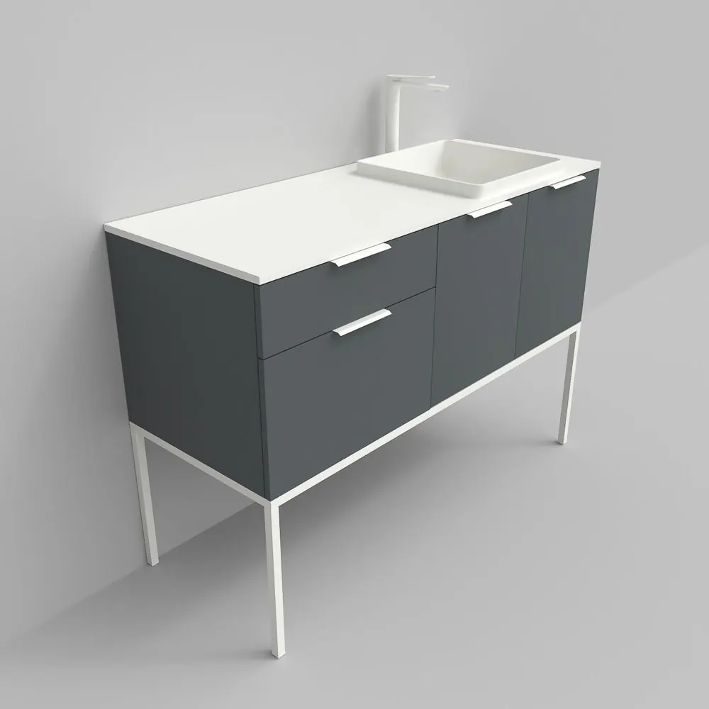 Mobile bagno ELLA con gambe 2 cassetti - 2 ante finitura PERLA - immagine 4