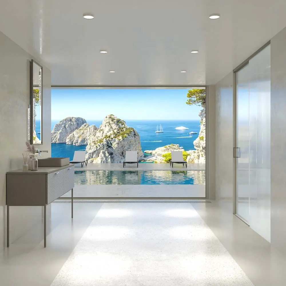 Mobile bagno HOLE con gambe e 2 cassetti in finitura GRIGIO CEMENTO con top Fogo e lavabo SOLID SURFACE - immagine 9