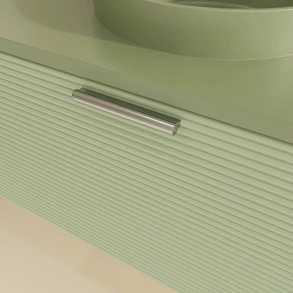 Mobile bagno sospeso HOLE 1 cassetto finitura VERDE OPALO con lavabo da appoggio semincasso SOLID SURFACE VERDE PALIDO - immagine 9