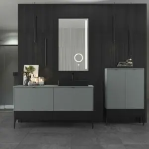 Mobile bagno VICENT con gambe 4 cassetti Piano in Solid Surface con lavabo HORUS