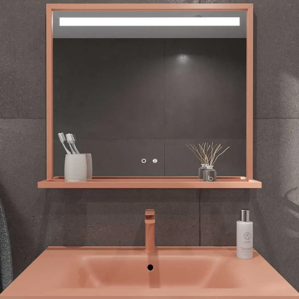 Mobile da bagno con gambe 2 cassetti SMILE con lavabo in Solid Surface ROSSO BEIGE - immagine 4